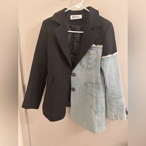 Designer Handmade Deconstructed Black and Denim Blazer